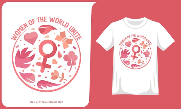 Vrouwen van de wereld verenigen feminisme illustratie t-shirtontwerp