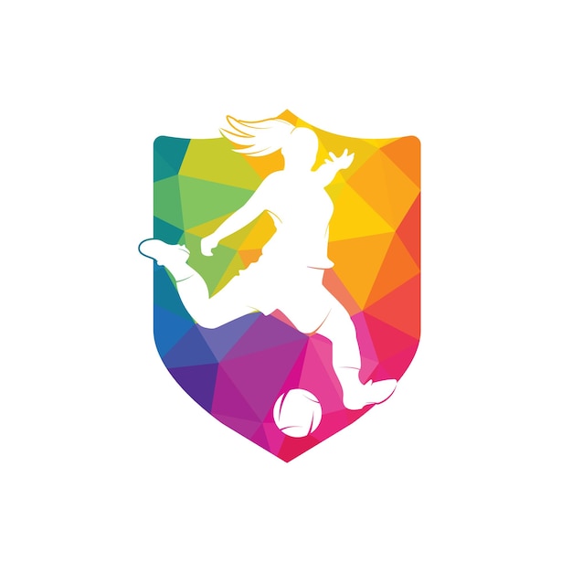 Vrouwen voetbalclub vector logo ontwerp