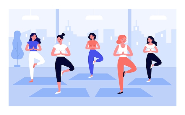 Vrouwen yoga groep illustratie
