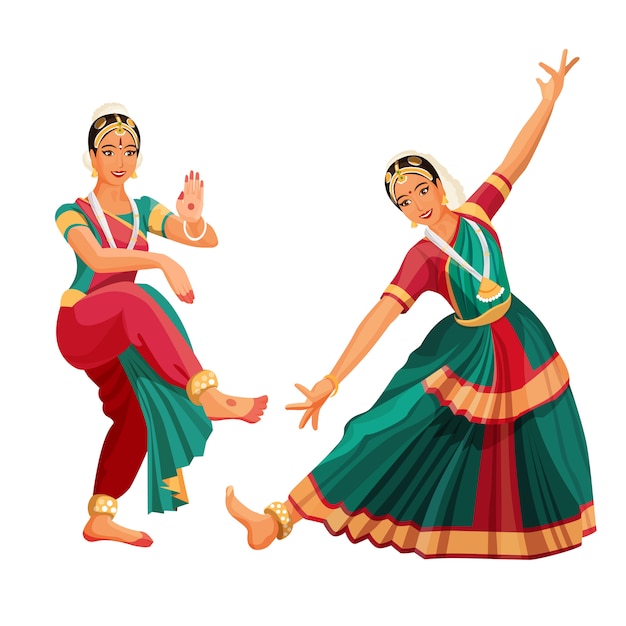 Vrouwendanser in nationale Indiase doek dansen Bharatanatyam volksdans