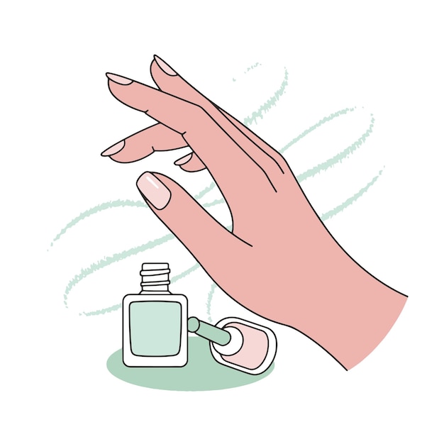 Vrouwenhand met nagellak en manicure