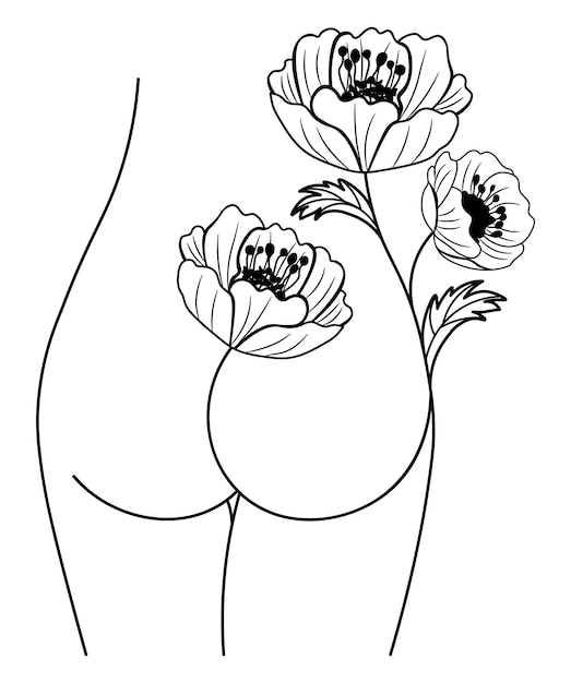 Vector vrouwenlichaam met bloemen