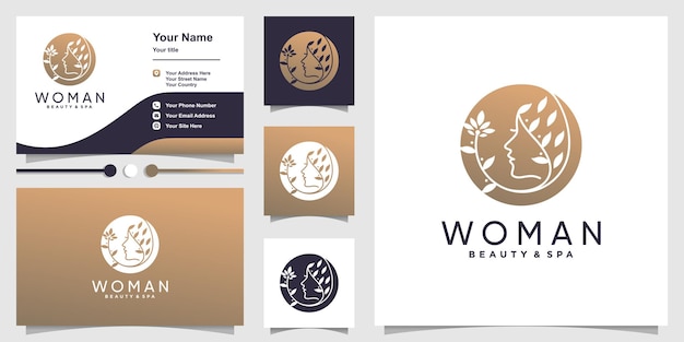 Vrouwenlogo met creatieve unieke stijl premium vector