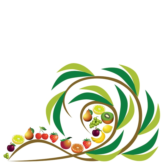 Vruchten abstracte samenstelling, verschillende vruchten icon set, vector illustratie.