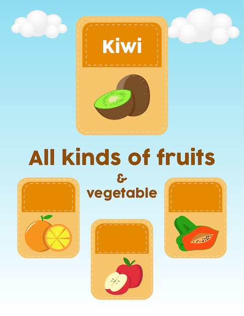 Vruchten Flashcard Werkblad Kiwi