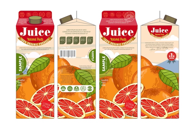 Vruchtensap kartonnen verpakking met productlabel