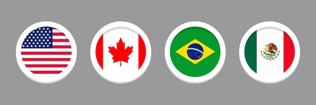 VS Canada Brazilië en Mexico vector vlaggen set