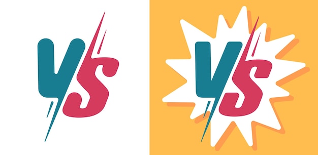Vs comic logo icon vector set versus v s letters voor fight battle game cartoon platte logotype teken