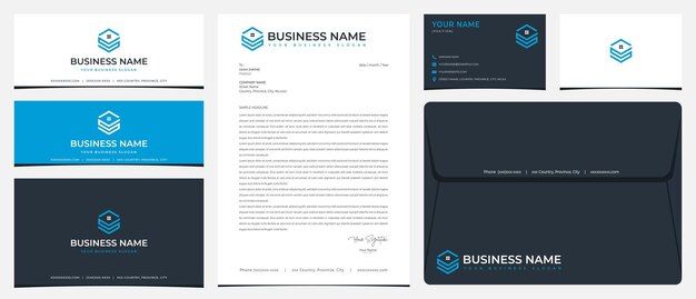 VS house logo with stationery, business cards and social media banner designs