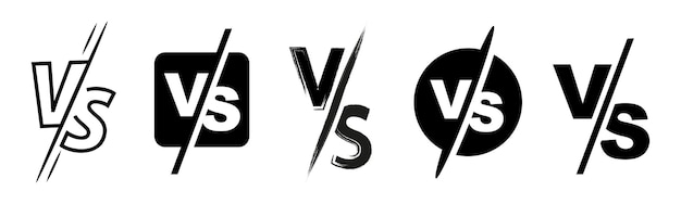 Vector vs icon on white background versus logo symbol and background vs sign set for game