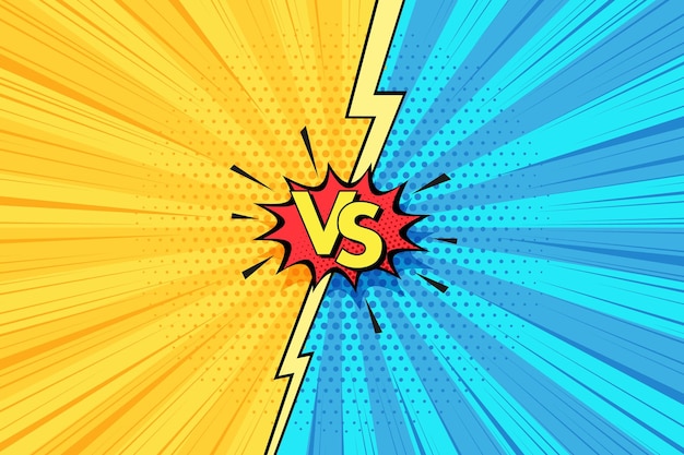 VS pop art banner background. Versus comic with halftone. Superhero wow dots pattern. illustration