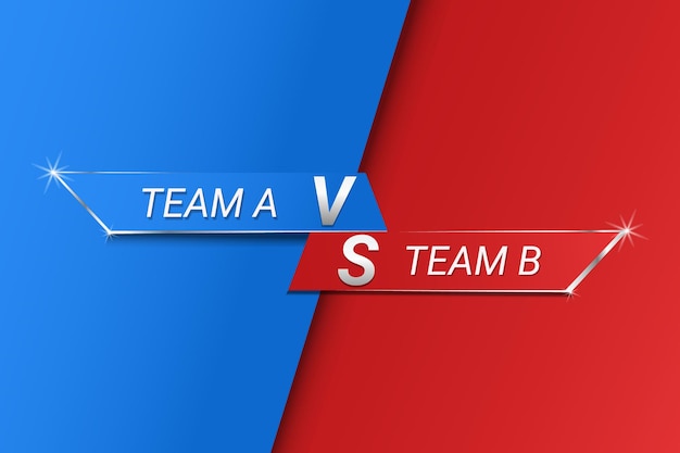VS スポーツ バトル下チーム A VS チーム B 赤と青の背景ベクトル テンプレート イラスト。