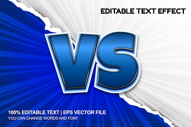 Vector vs-tekststijleffect met versus komische achtergrond