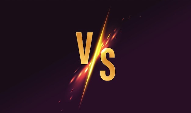 VS vechten abstract versus battle banner bokswedstrijd en VS met gloeilicht effect
