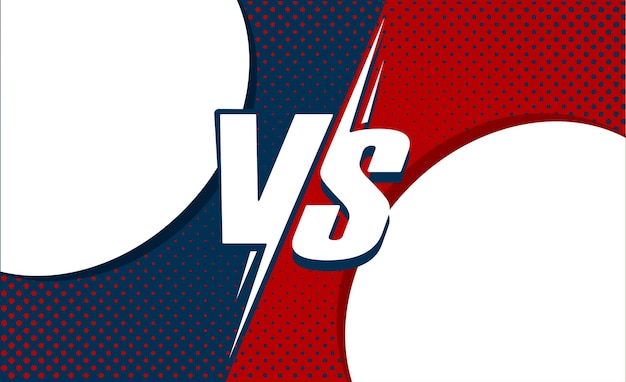 Vs or versus background for boxing team and sport battle game banner frame blue red color