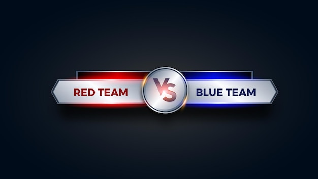 VS Versus Battle headline Modern banner template, Red and Blue shiny background, Game.