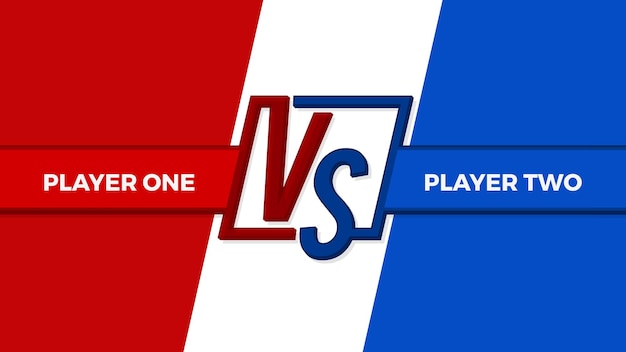vs versus battle headline modern banner template, red and blue shiny background, game.