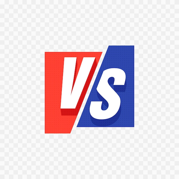 Vs versus blauw en rood stripontwerp. vector illustratie.