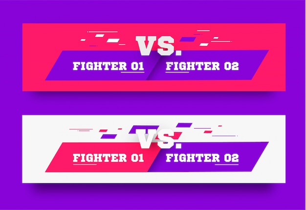 Vs. versus board of rivalen, met ruimte voor tekst. vector illustratie grijs versus banner. voetbal, basketbal, voetbalscherm. vector illustratie geel. op een donkere achtergrond