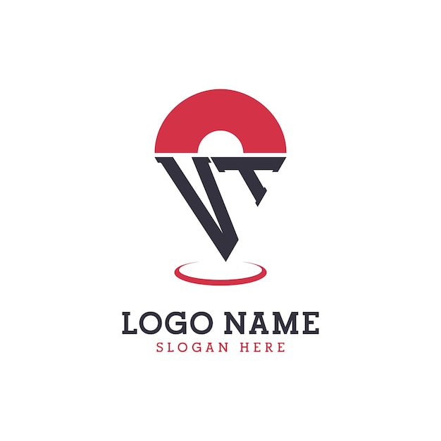 VT Location Icon Design ナビゲーションマップアプリとロケーションベースのビジネスのための近代的なVTピンポイントロゴ
