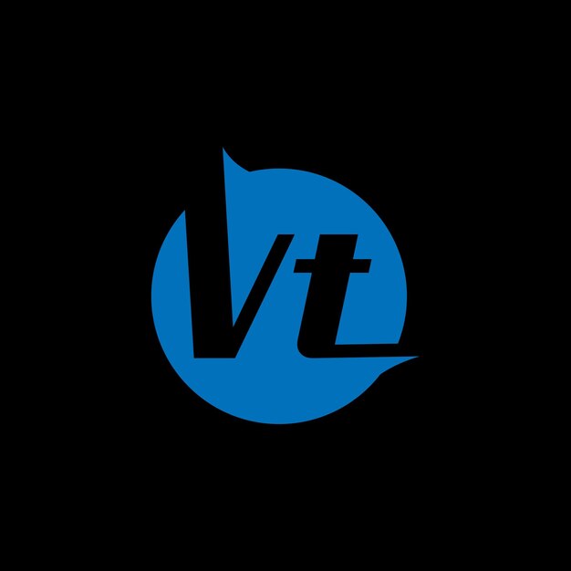 VT 로고 기호 문자 VT 인 서클 로고 디자인 템플릿