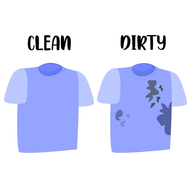 Vector vuil en schoon blauw heren t-shirt
