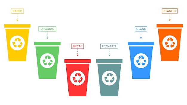 Vuilnisbakken voor afvalscheiding. Element voor infographics