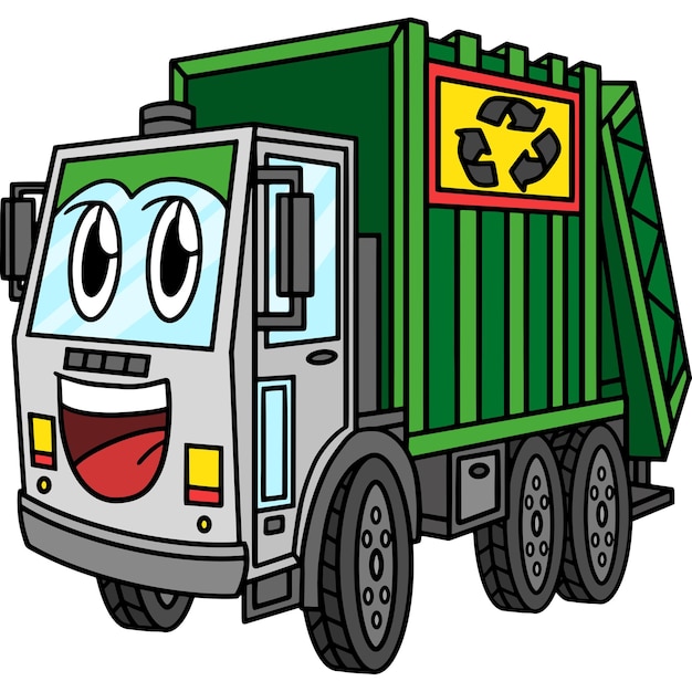 Vector vuilniswagen met gezicht voertuig cartoon clipart