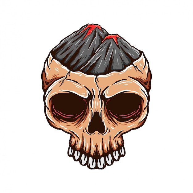 Vulcano mountain skull head   illustration