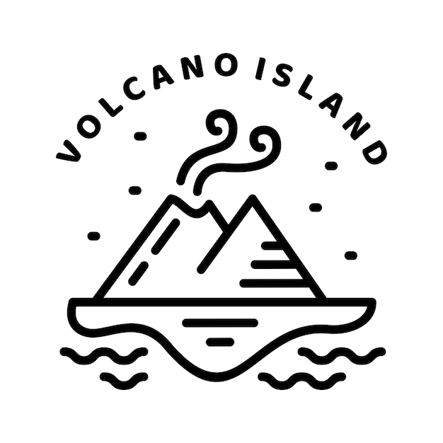 Vulkaaneiland Monoline Illustratie