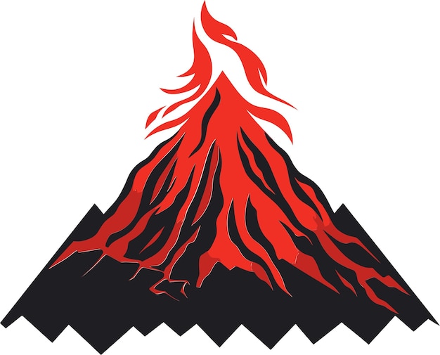 Vector vulkanische moed bergachtige majesteit in zwart embleem woede smeden zwart icoon voor vulkanische kracht