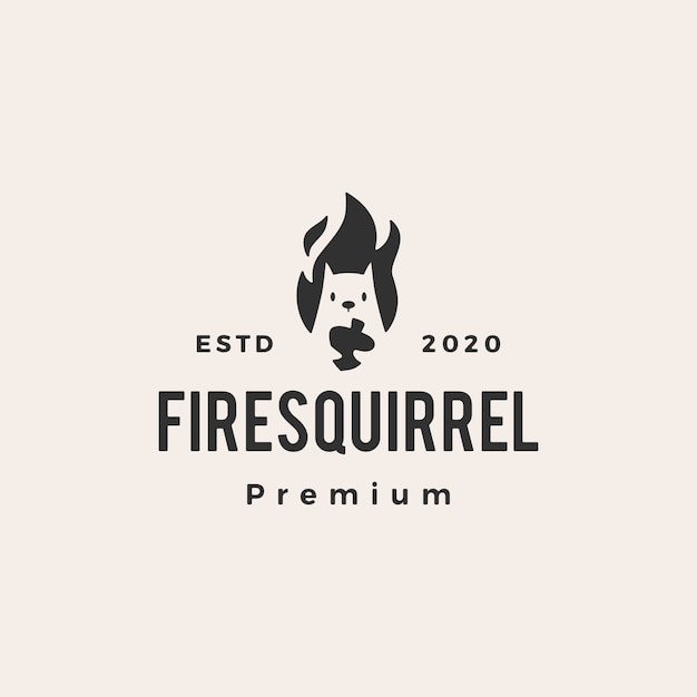 Vuur eekhoorn hipster vintage logo pictogram illustratie