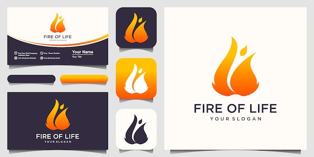 Vuur en mensen Logo Template Design Vector
