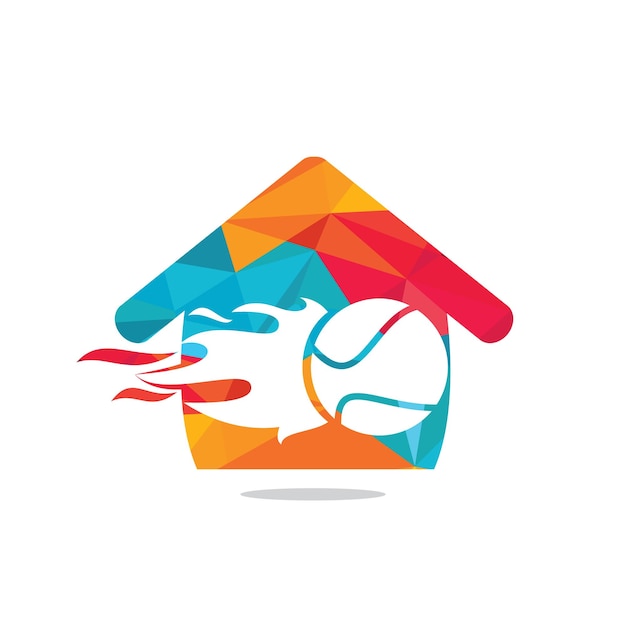 Vuur en tennisbal met ontwerpsjabloon voor het pictogram van het huislogo