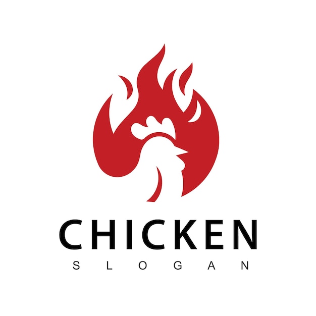 Vuur kip logo hen vlam heet symbool vector icoon illustratie fastfood restaurant icoon