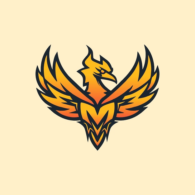 Vector vuur phoenix vogel esport logo lege achtergrond