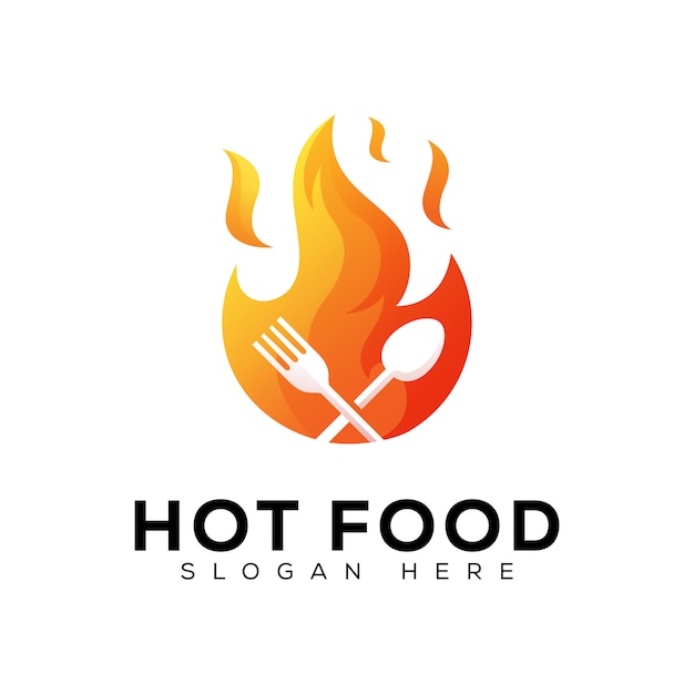 Vuur warm eten restaurant logo ontwerp