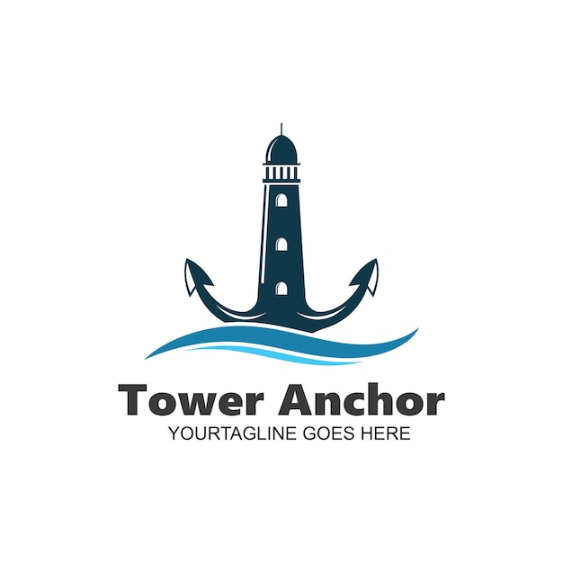 Vuurtoren anker concept vector pictogram illustratie ontwerpsjabloon