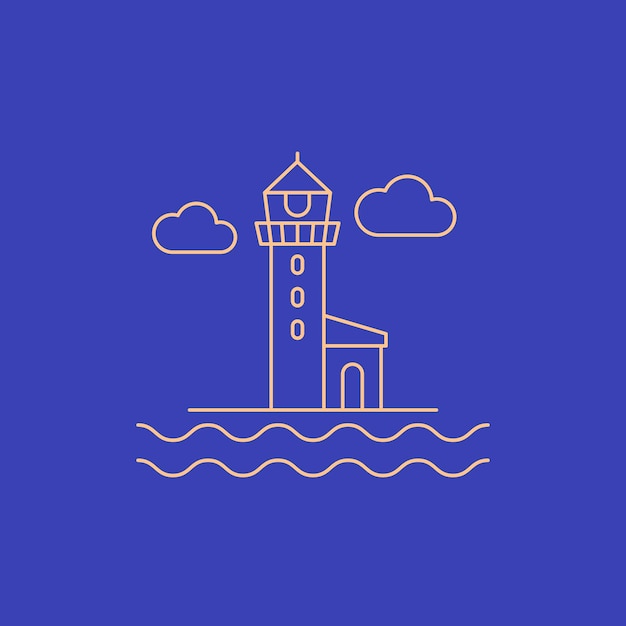 Vuurtoren, baken lijn vector icon