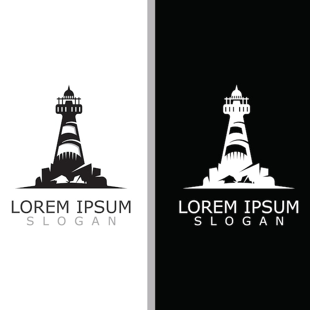 Vuurtoren baken toren logo vector illustratie ontwerp