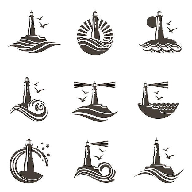 vuurtoren icon set