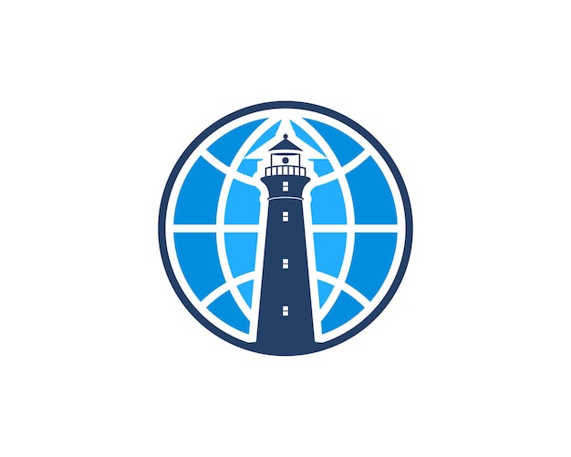 Vuurtoren in het globe-logo