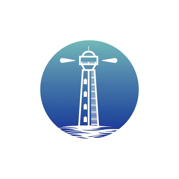 Vuurtoren pictogram logo en vector illustratie baken toren ontwerp