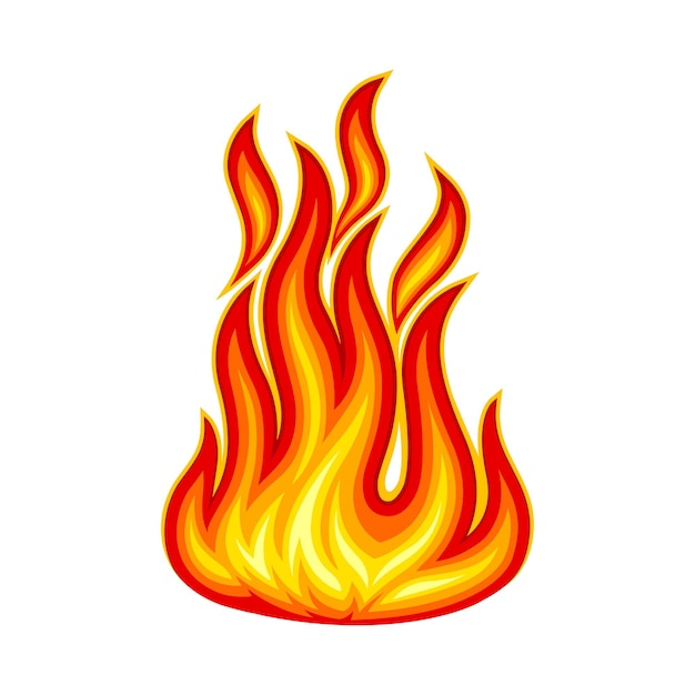 Vuurvlammen met helder oranje gloeiende tongen vectorillustratie