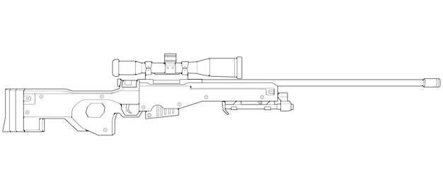 Vuurwapens lijn kunststijl Schieten geweer Wapen illustratie Vector lijn Gun illustratie