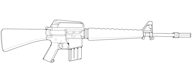 Vuurwapens lijn kunststijl Schieten geweer Wapen illustratie Vector lijn Gun illustratie