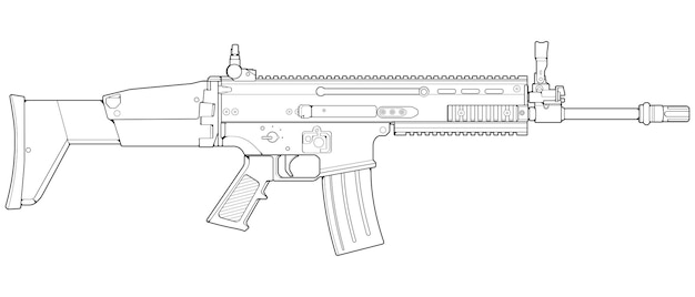 Vuurwapens lijn kunststijl Schieten geweer Wapen illustratie Vector lijn Gun illustratie