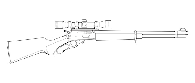 Vuurwapens lijn kunststijl Schieten geweer Wapen illustratie Vector lijn Gun illustratie