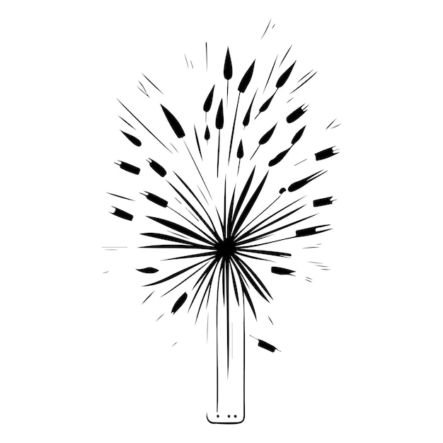 Vector vuurwerk abstract nieuwjaars illustratie schets hand zwart.