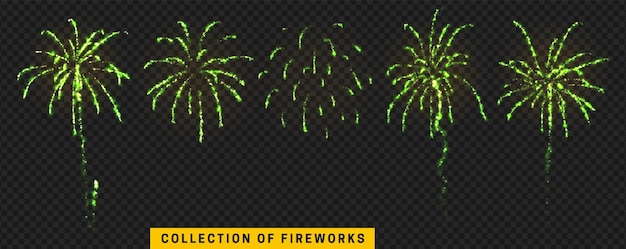 Vuurwerk lichten. Vuurwerk explosies. Set van lichteffecten realistisch ontwerp. vectorillustratie